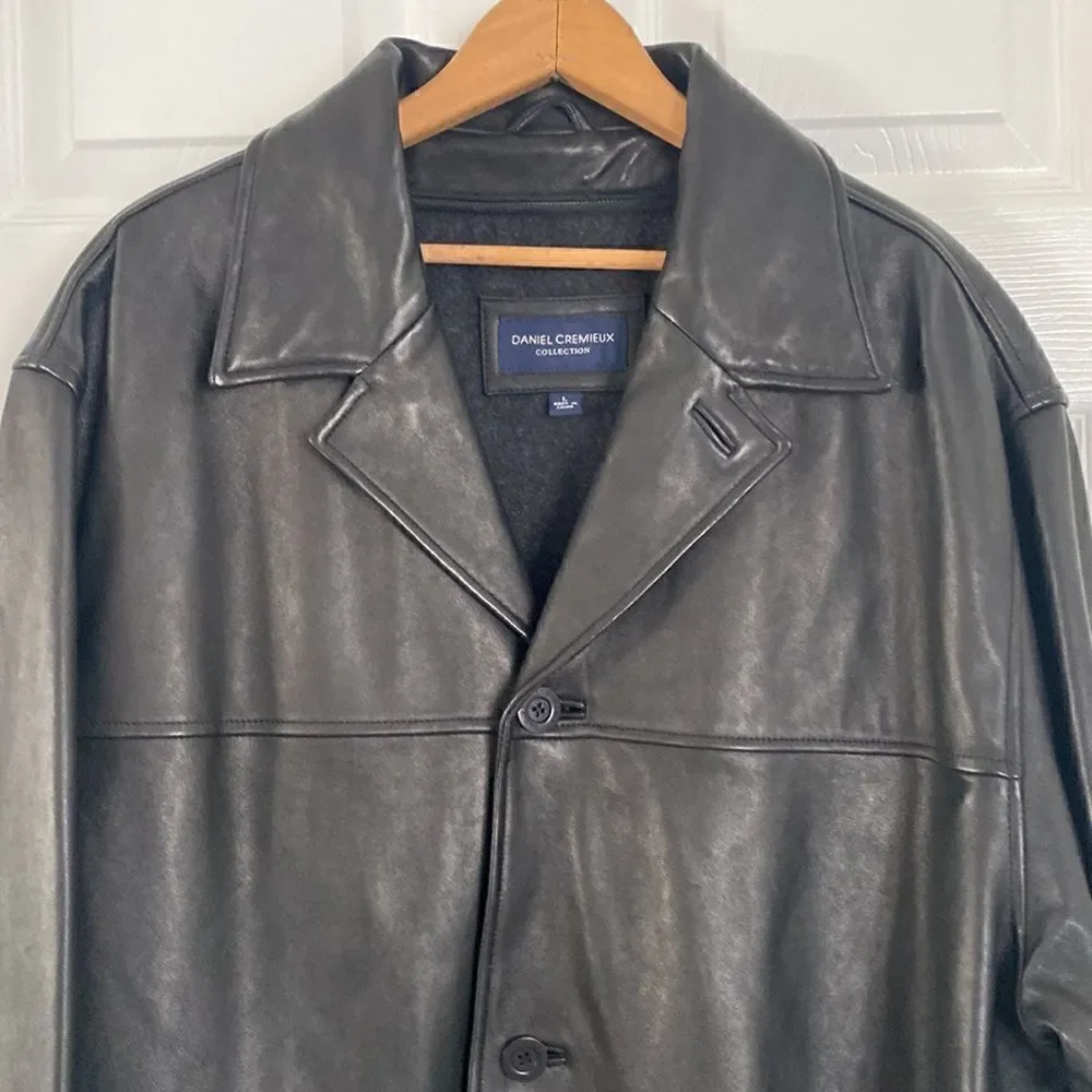 Daniel Cremieux Men’s Black Genuine Lamb Skin Leather Jacket Wool Lining Size L